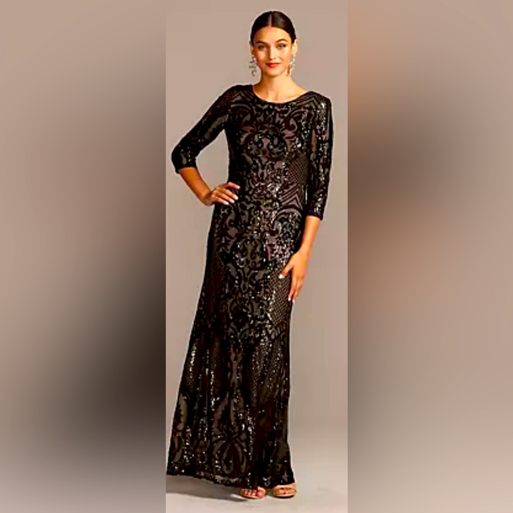 NWT Alex Evenings Sequin Brocade Embellished, 3/4 sleeve dress. Size 8